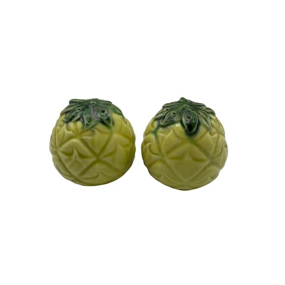 Vintage Ceramic Pineapple Salt & Pepper Shakers With Cork Stoppers - Picture 1 of 4